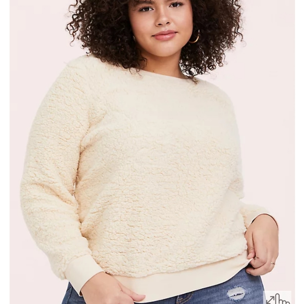 Torrid Ivory Faux Sherpa Teddy Sweatshirt